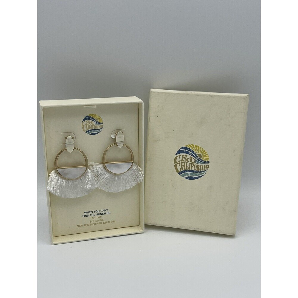 C&C California Mother Of Pearl Fringe Dangle Earrings New